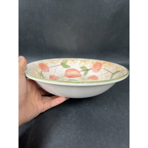Vintage 8.5" Soup Cereal Bowl Hand Painted Pink Peach Pattern EUC Rare - Picture 2 of 7